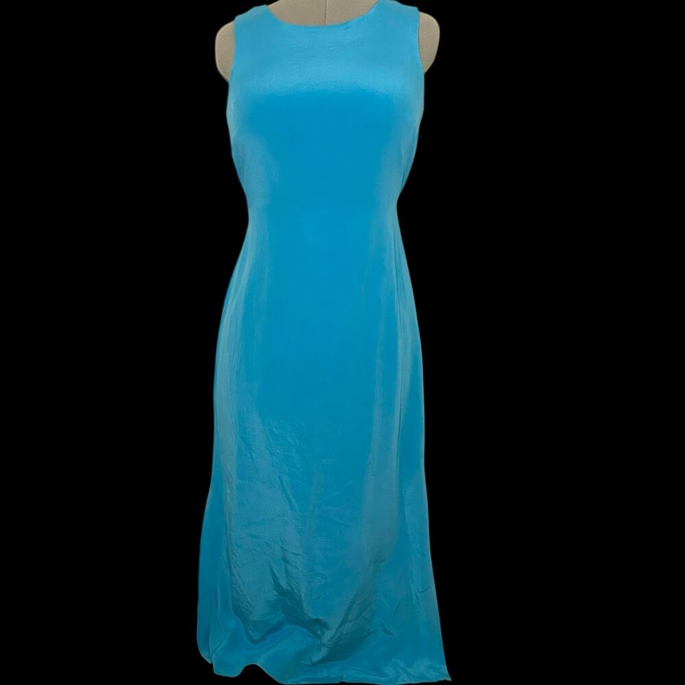 Vintage Blue 100% Silk Dress Size 10